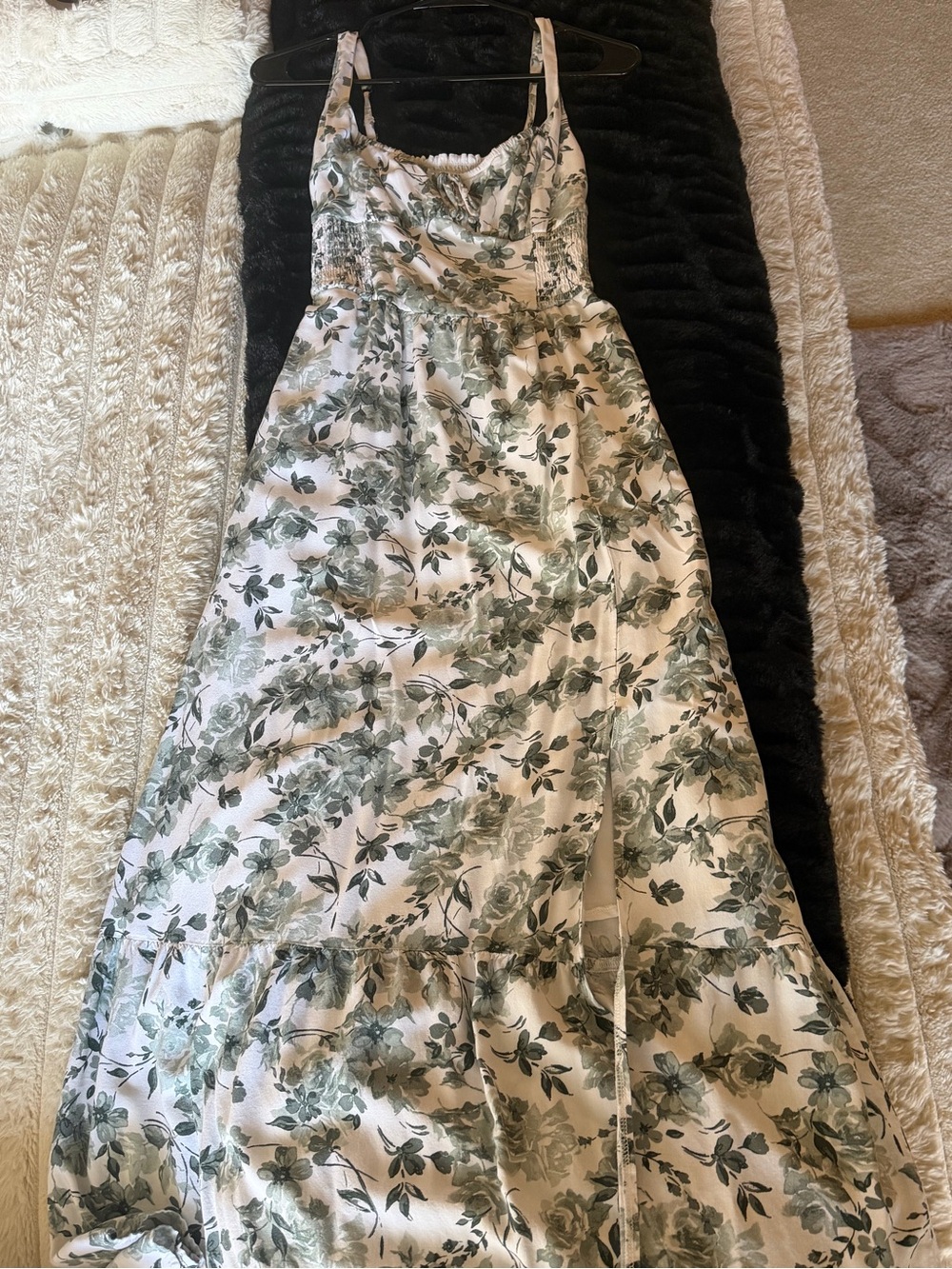 Hollister Floral Green & White Maxi Dress - Lightweight Summer Sundress XS